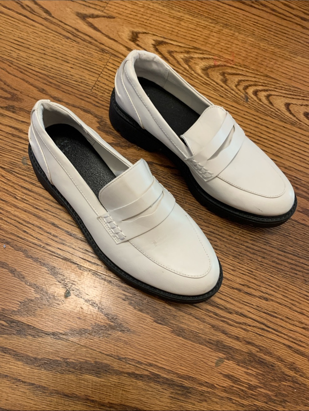 W new day White Penny Loafers - Sleek Slip-On Dress Shoe